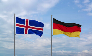 Germany and Iceland flags, country relationship concept