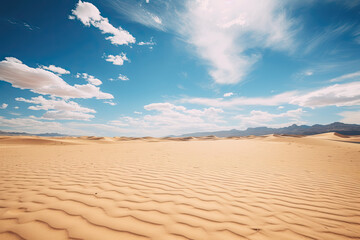 A desert landscape with dunes, a blazing sun, and cactus. The golden sands stretch to the horizon.