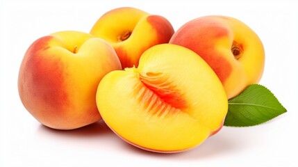 Naklejka na ściany i meble ripe peach with leaves generated by AI 