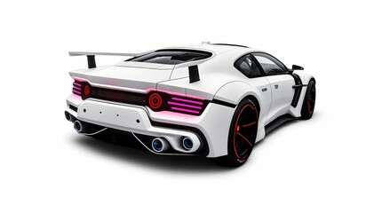 cyberpunk Futuristic sports car on a white background. Modern super sports car on a white background in the studio, a brand-less generic concept car in studio environment