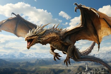 Fototapeta premium dragon statue at sunset