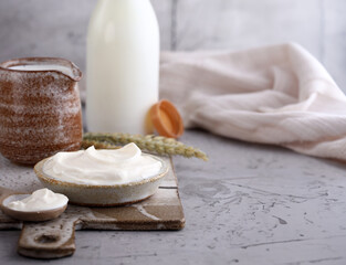 natural fresh organic dairy products on the table