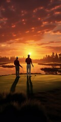 Fototapeta premium A picture of a couple standing in the grass. This image can be used to depict love, relationships, nature, or outdoor activities.