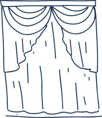 Roller blinds, tulle interior elements details drawn by hand sketch doodle set separately on a white background coloring drawing anti-stress room decor