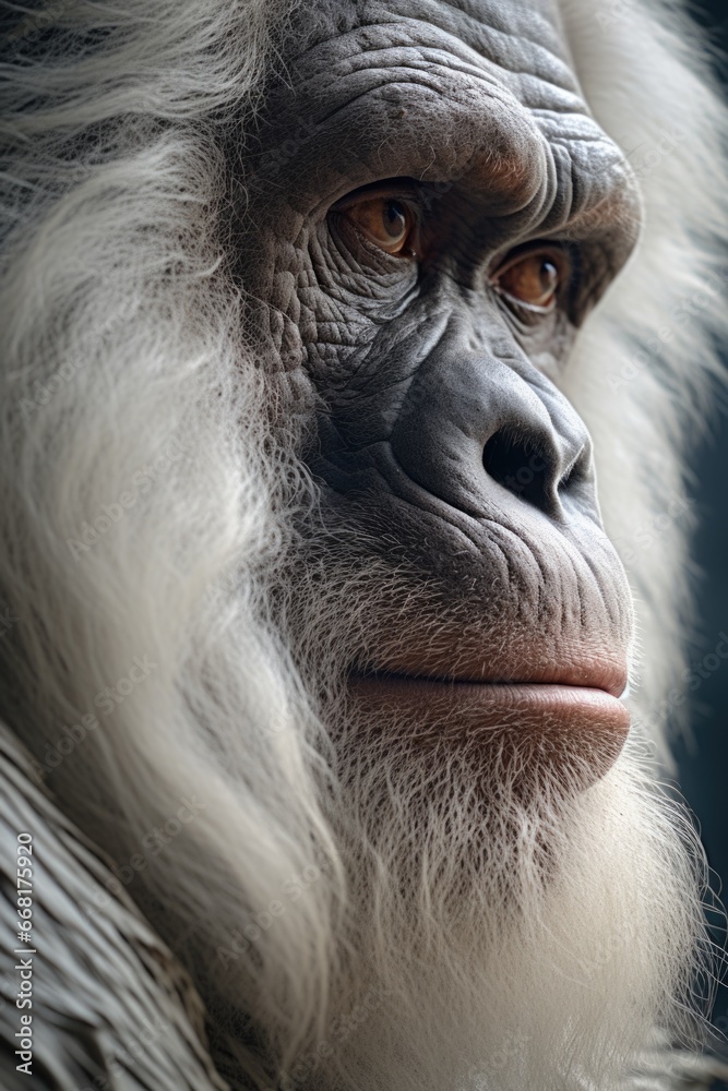 Aufkleber A close-up shot of a monkey with long hair. This image can be used in various contexts and projects.