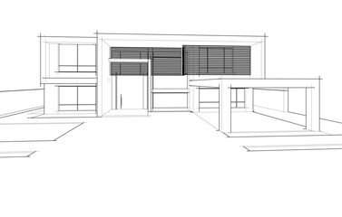 House architecture vector 3d drawing 