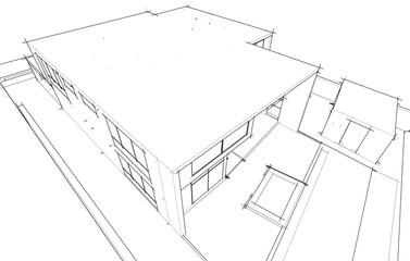House architecture vector 3d drawing 