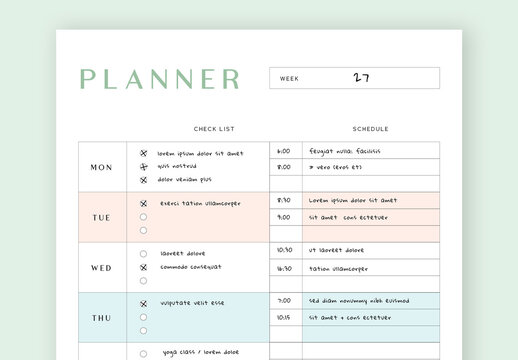 Simple Pastel Planner Layout For Time Management