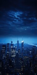 Fototapeta premium A captivating view of a city at night taken from the top of a building. This image can be used to depict the vibrant nightlife, urban landscapes, or the hustle and bustle of a city.