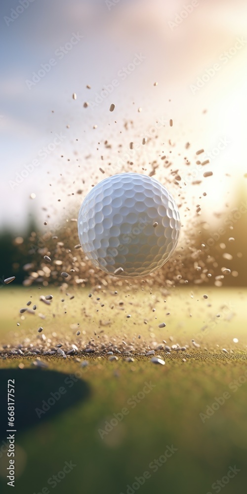 Aufkleber a golf ball is seen hitting the hole on a golf course. this image can be used to depict the exciteme