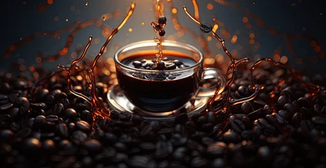 Fotobehang dark coffee with seeds, in the style of uhd image, rounded, leica i, drugcore, quantumpunk, outlandish energy © Mahenz
