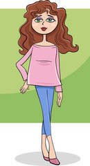 cartoon beautiful girl or young woman comic character