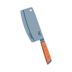 Knife with Sharp Steel Blade and Handle as Cooking Utensil Vector Illustration