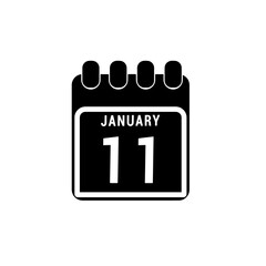 Calendar displaying page of the day 11 of the January (Eleventh) - Day 11 of the month. Illustration