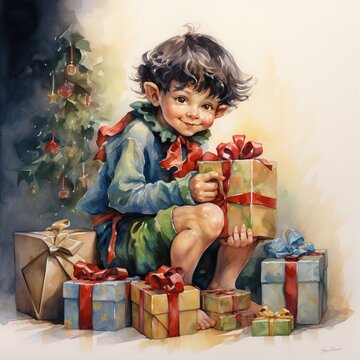little girl with gifts
