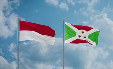 Burundi and Indonesia and Bali flags, country relationship concept