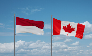 Canada and Indonesia and Bali flags, country relationship concept