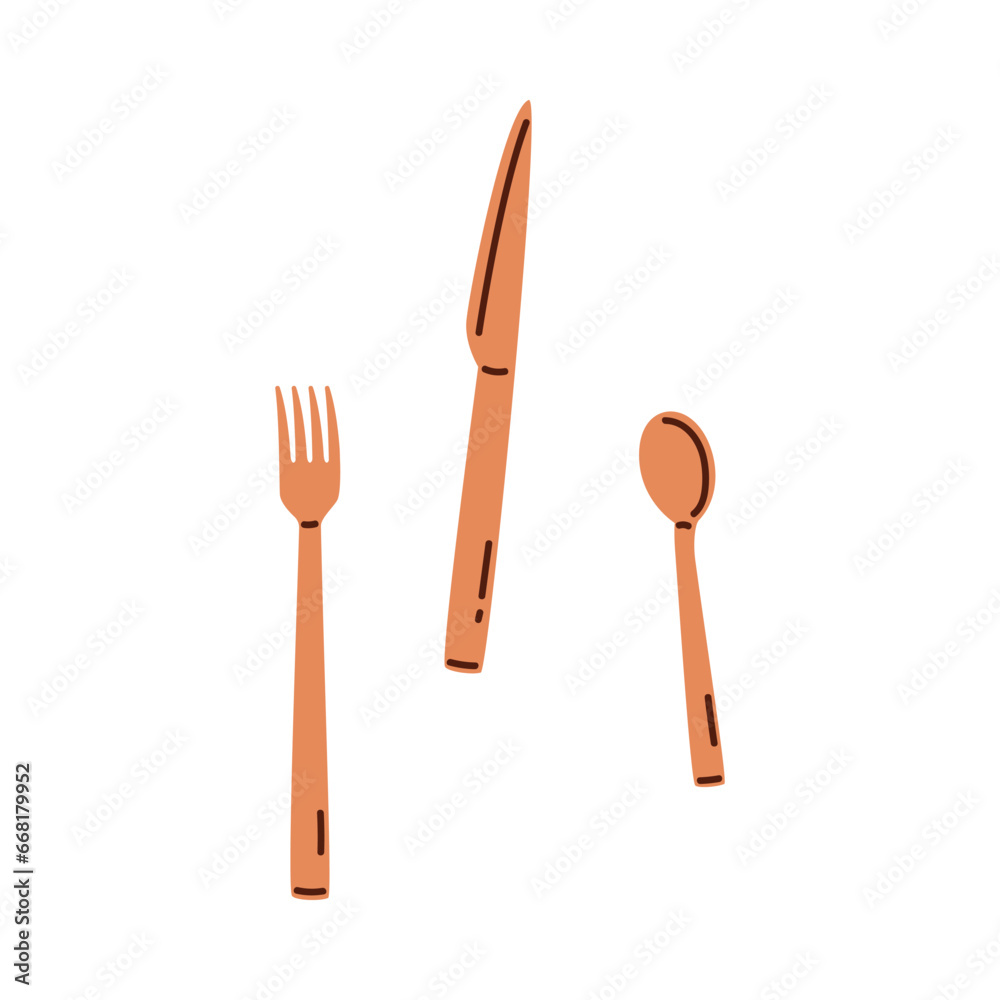 Canvas Prints Fork, Knife and Spoon for Serving as Cooking Utensil Vector Illustration