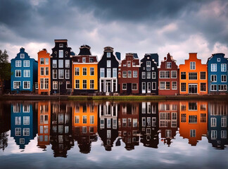Amsterdam Netherlands city - Created with Generative AI Technology - obrazy, fototapety, plakaty
