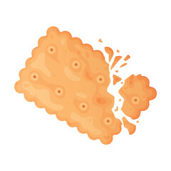Crunchy Cracker Cookie as Dry Baked Flour Biscuit with Crumbs Vector Illustration
