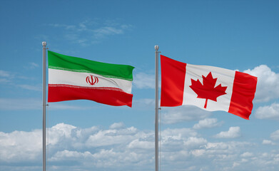 Canada and Iran flags, country relationship concept