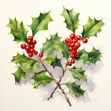 holly berries and leaves