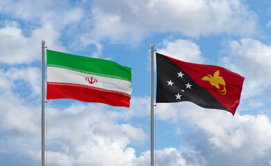 Papua New Guinea and Iran flags, country relationship concept
