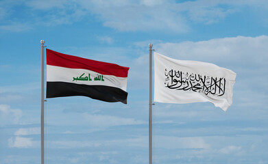 Iraq and Afghanistan national flags, country relationship concept