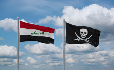 Pirate and Iraq flags, country relationship concept