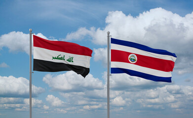 Costa Rico and Iraq flags, country relationship concept