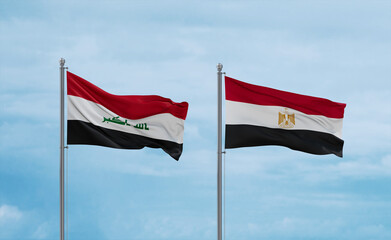 Egypt and Iraq flags, country relationship concept