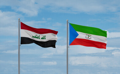 Equatorial Guinea and Iraq flags, country relationship concept