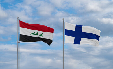 Finland and Iraq flags, country relationship concept