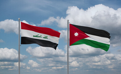 Jordan and Iraq flags, country relationship concept