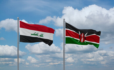 Kenya and Iraq flags, country relationship concept