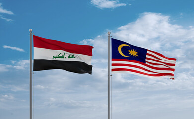 Malaysia and Iraq flags, country relationship concept