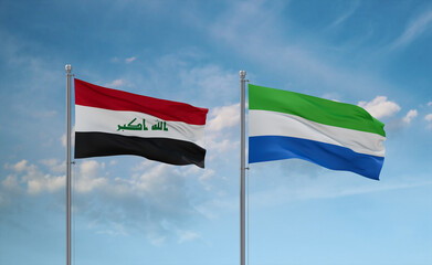 Sierra Leone and Iraq flags, country relationship concept