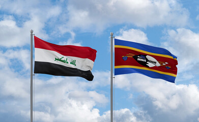 Eswatini and Iraq flags, country relationship concept
