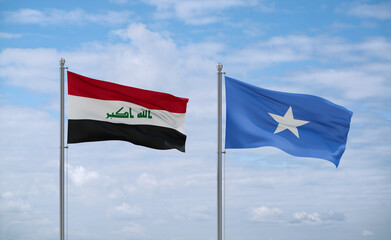 Somalia and Iraq flags, country relationship concept
