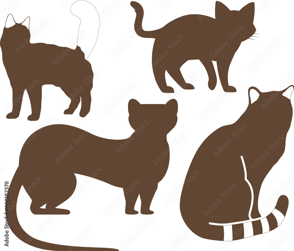 Wall mural cat animals silhouette flat vector