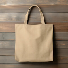 maquette de sac fourre-tout en tissu beige vierge pour personnalisation