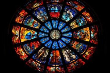 Stained glass designs with luminous colors.