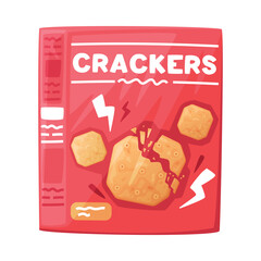 Crunchy Cracker Cookie Package as Dry Baked Flour Biscuit Vector Illustration
