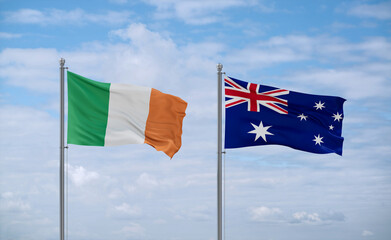 Australia and Ireland flags, country relationship concept