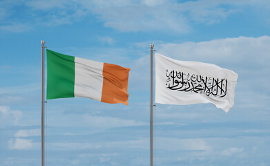 Ireland and Afghanistan national flags, country relationship concept