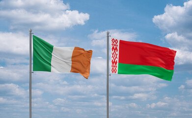 Belarus and Ireland flags, country relationship concept