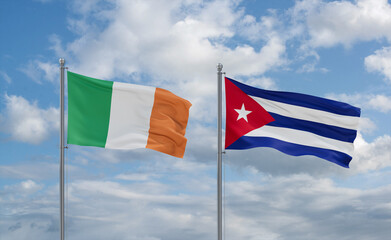 Cuba and Ireland flags, country relationship concept