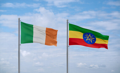 Ethiopia and Ireland flags, country relationship concept