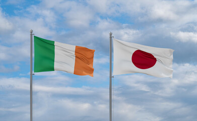 Japan and Ireland flags, country relationship concept