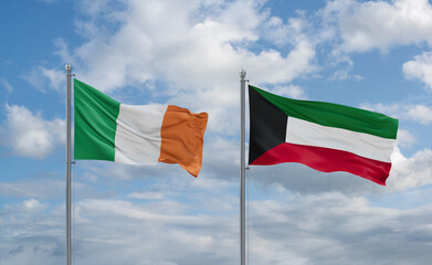 Kuwait and Ireland flags, country relationship concept